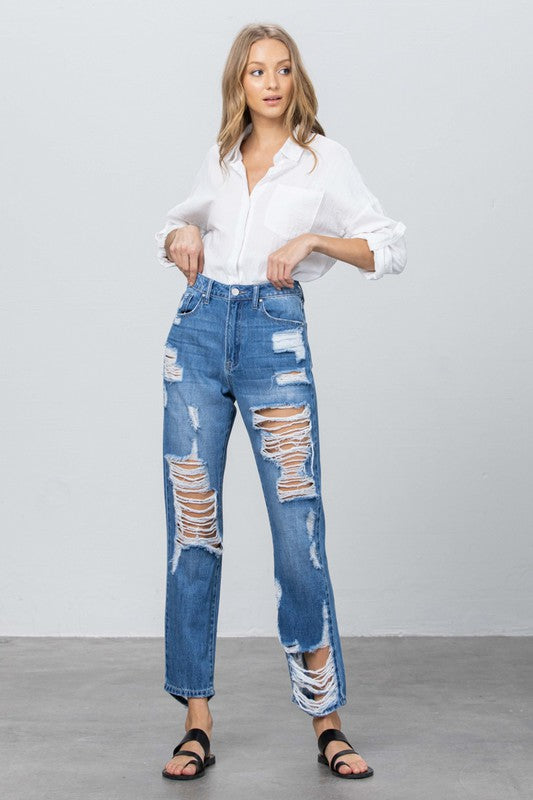 HIGH RISE STRAIGHT JEANS - Sleekdenim.com