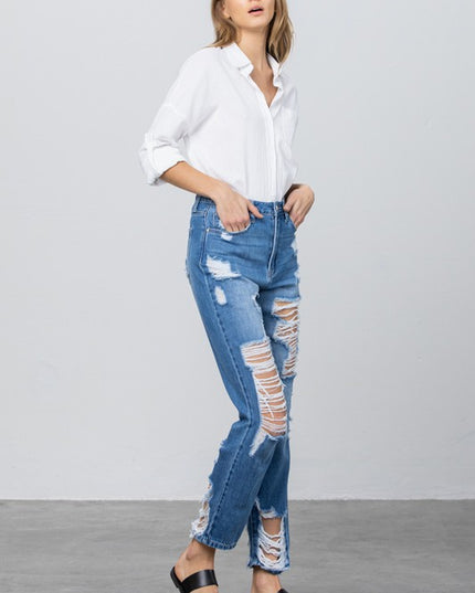 HIGH RISE STRAIGHT JEANS - Sleekdenim.com