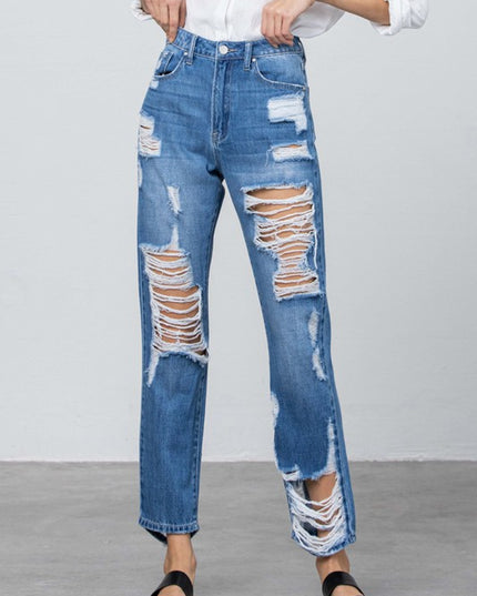 HIGH RISE STRAIGHT JEANS - Sleekdenim.com