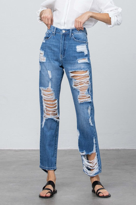 HIGH RISE STRAIGHT JEANS - Sleekdenim.com