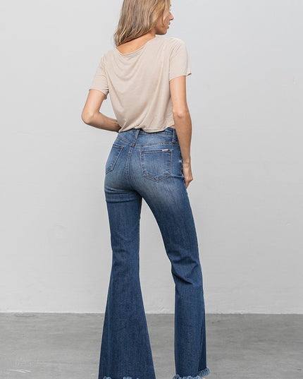 BUTTON DOWN WIDE FLARE JEANS - Sleekdenim.com