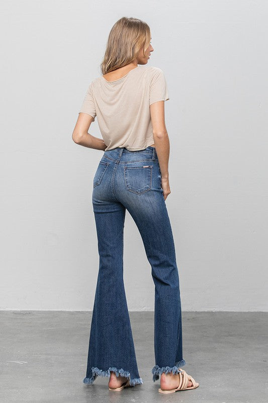 BUTTON DOWN WIDE FLARE JEANS - Sleekdenim.com