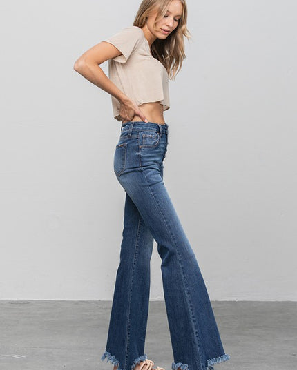 BUTTON DOWN WIDE FLARE JEANS - Sleekdenim.com