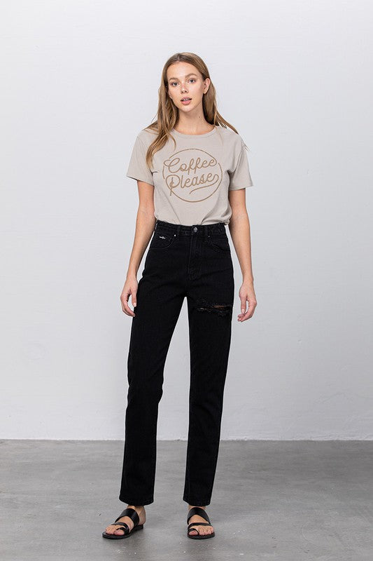 High Waist Destroyed Mom Jeans - Sleekdenim.com