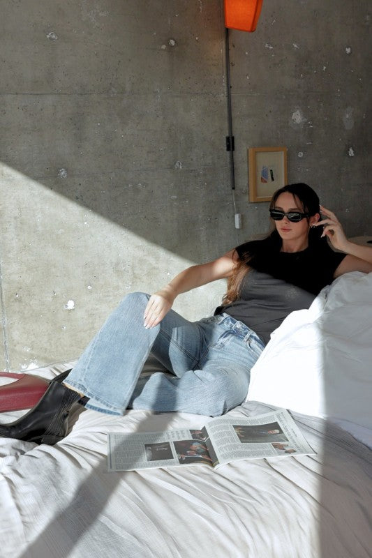 AT1024HFLM Mid Rise Holly Flare Jeans - Sleekdenim.com