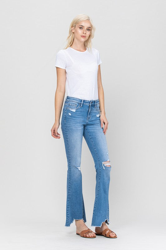 Mid-Rise Flare with Hem Detail | Sleekdenim.com