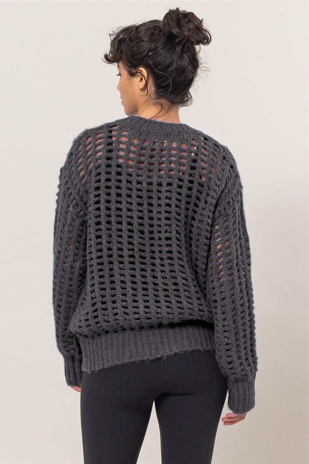 HYFVE Openwork Round Neck Long Sleeve Knit Cover Up | Sleekdenim.com