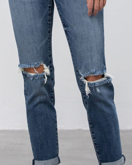 Ripped Boyfriend Jeans - Sleekdenim.com