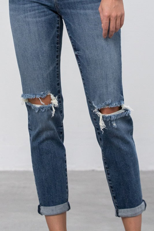 Ripped Boyfriend Jeans - Sleekdenim.com