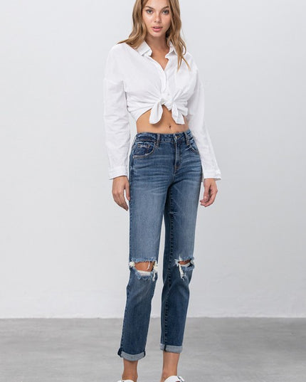 Ripped Boyfriend Jeans - Sleekdenim.com