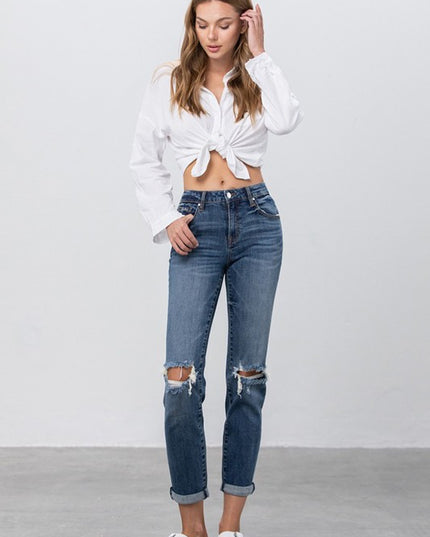 Ripped Boyfriend Jeans - Sleekdenim.com