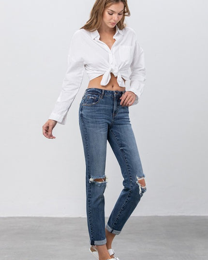 Ripped Boyfriend Jeans - Sleekdenim.com