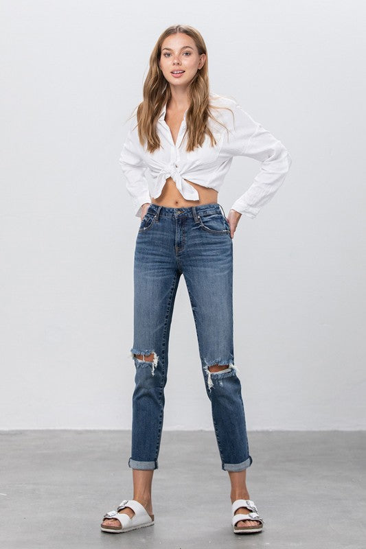 Ripped Boyfriend Jeans - Sleekdenim.com