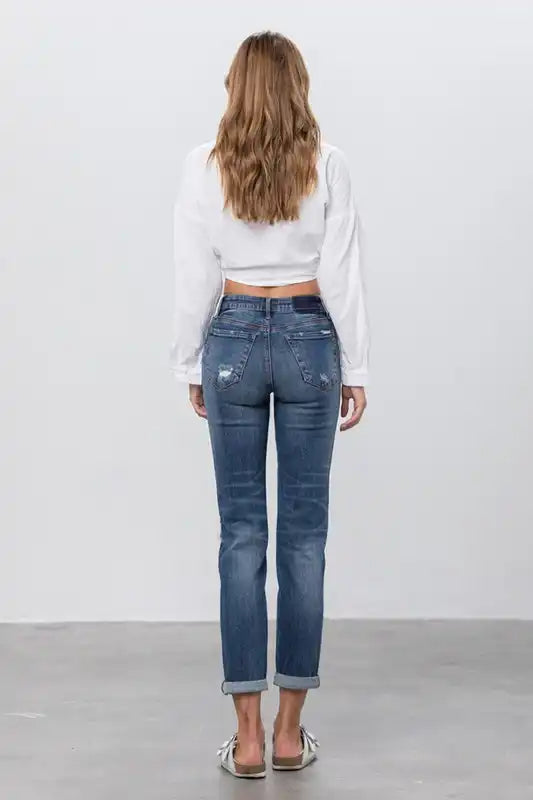 Denim Lab USA Ripped Boyfriend Jeans - Sleekdenim.com