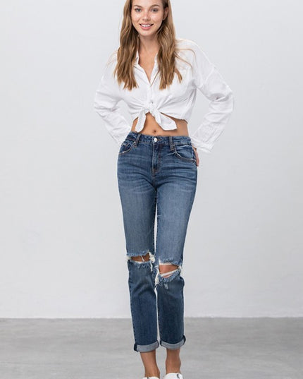 Ripped Boyfriend Jeans - Sleekdenim.com