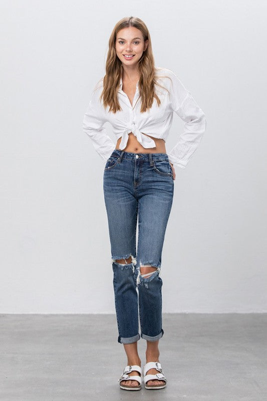 Ripped Boyfriend Jeans - Sleekdenim.com