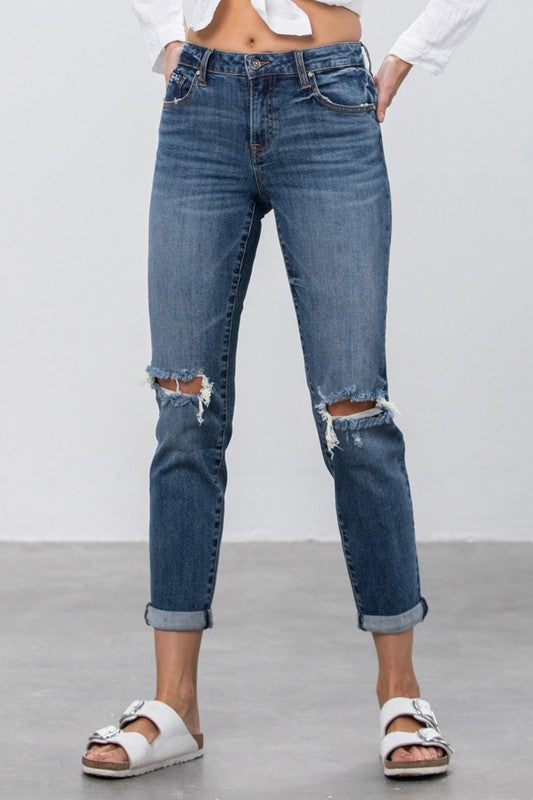 Ripped Boyfriend Jeans - Sleekdenim.com