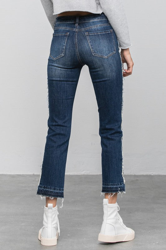 Frayed Hem Cropped Straight Jeans - Sleekdenim.com