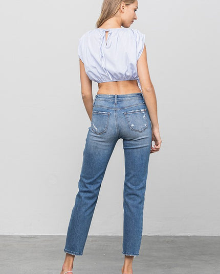 MID RISE SLIM GIRLFRIEND JEANS - Sleekdenim.com