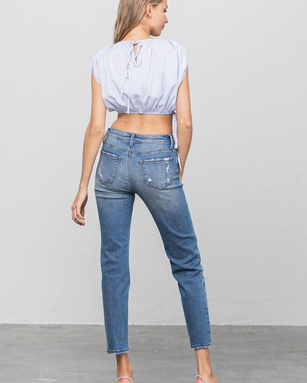 MID RISE SLIM GIRLFRIEND JEANS - Sleekdenim.com