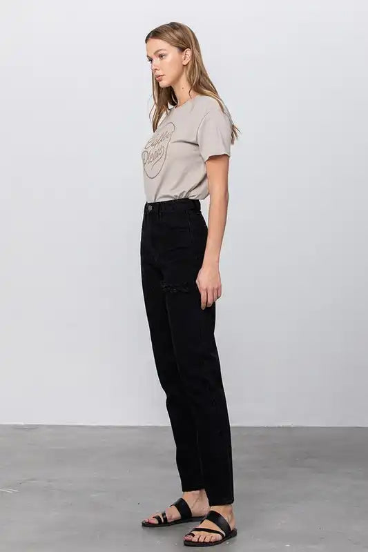 INSANE GENE JADON RIPPED MOM JEANS - Sleekdenim.com