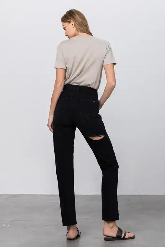 INSANE GENE JADON RIPPED MOM JEANS - Sleekdenim.com