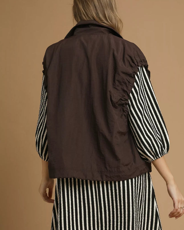 Umgee Nylon Vest with Pockets - Sleekdenim.com