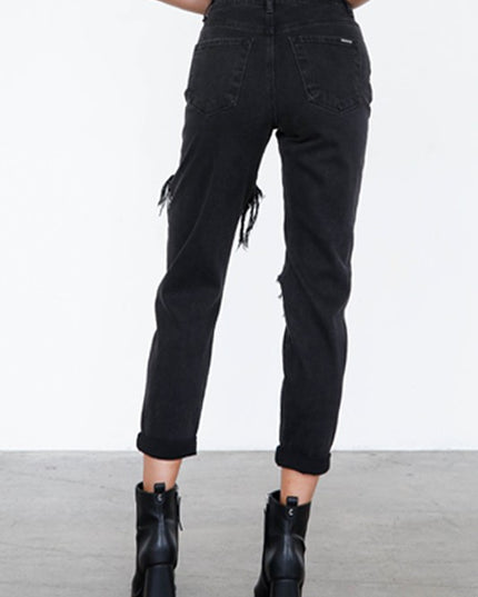 HIGH RISE DISTRESSED ANKLE JEANS - Sleekdenim.com