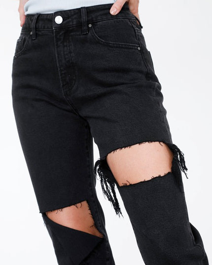 HIGH RISE DISTRESSED ANKLE JEANS - Sleekdenim.com
