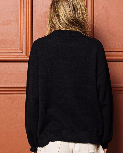 BiBi Tinsel Lettering Christmas Sweater - Sleekdenim.com