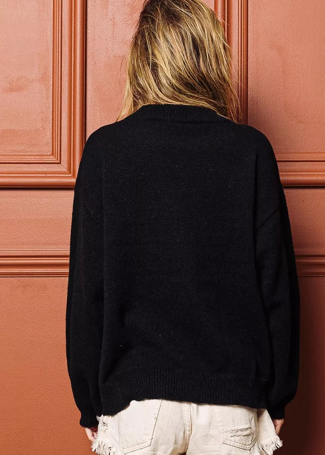 BiBi Tinsel Lettering Christmas Sweater - Sleekdenim.com