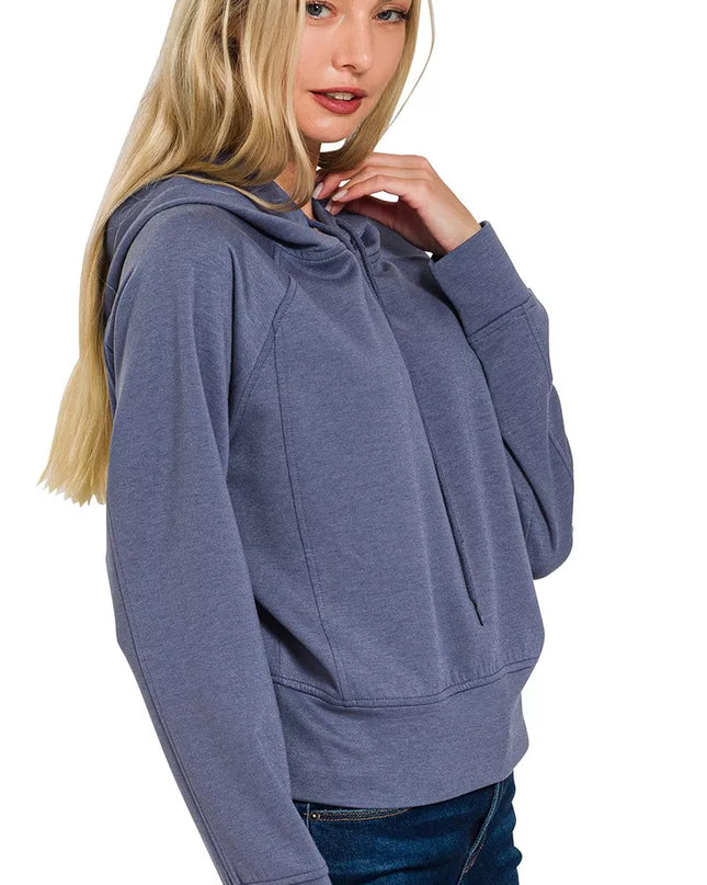 Zenana Drawstring Scuba Hoodie - Sleekdenim.com