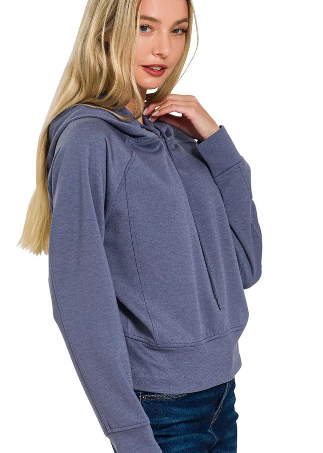 Zenana Drawstring Scuba Hoodie - Sleekdenim.com