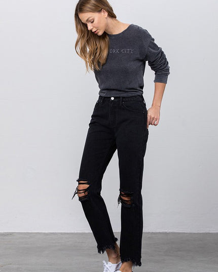 DESTROYED STRAIGHT JEANS - Sleekdenim.com