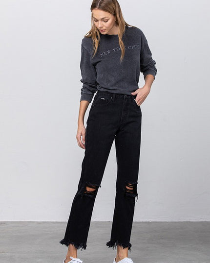 DESTROYED STRAIGHT JEANS - Sleekdenim.com