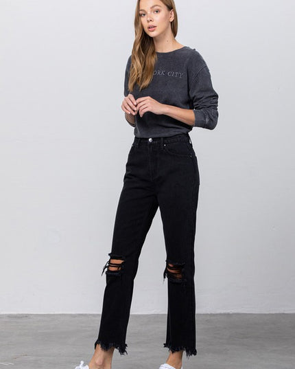 DESTROYED STRAIGHT JEANS - Sleekdenim.com