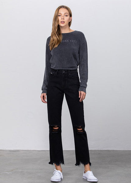 DESTROYED STRAIGHT JEANS - Sleekdenim.com