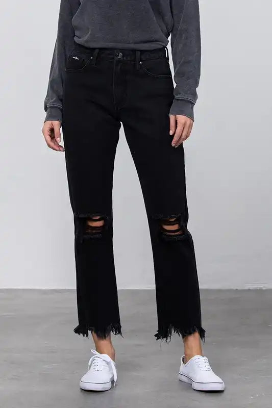 INSANE GENE DESTROYED STRAIGHT JEANS - Sleekdenim.com
