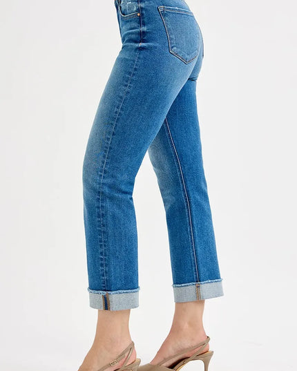 RISEN Full Size High Rise Boyfriend Fit Ankle Jeans Plus SIze - Sleekdenim.com