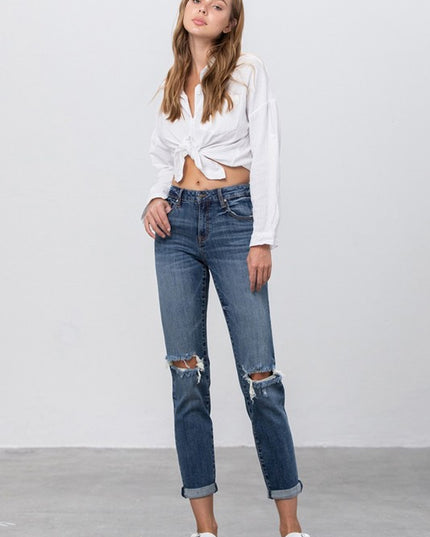 MID-RISE SLIM BOYFRIEND JEANS - Sleekdenim.com
