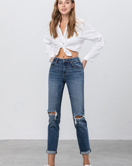 MID-RISE SLIM BOYFRIEND JEANS - Sleekdenim.com