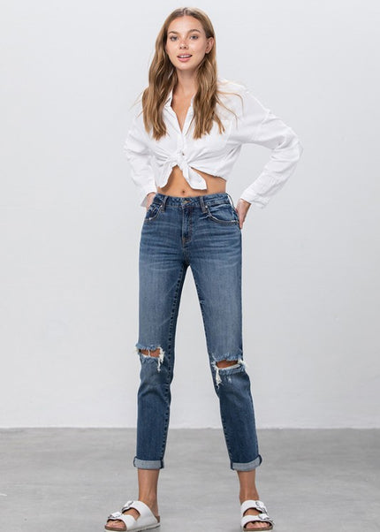 MID-RISE SLIM BOYFRIEND JEANS - Sleekdenim.com
