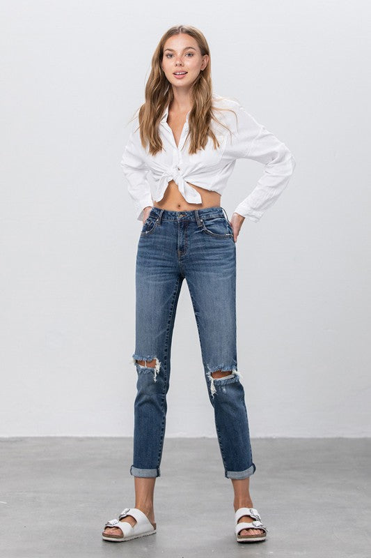 MID-RISE SLIM BOYFRIEND JEANS - Sleekdenim.com