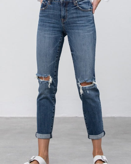 MID-RISE SLIM BOYFRIEND JEANS - Sleekdenim.com