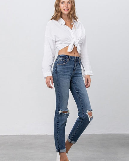 MID-RISE SLIM BOYFRIEND JEANS - Sleekdenim.com