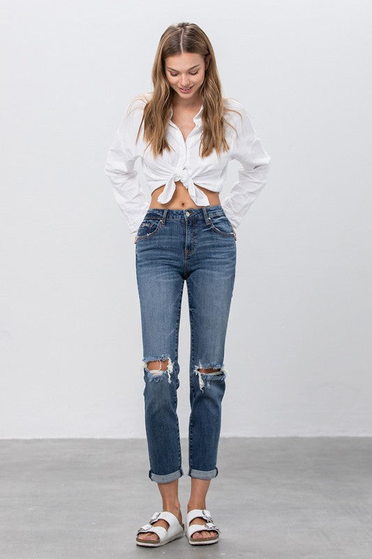 MID-RISE SLIM BOYFRIEND JEANS - Sleekdenim.com