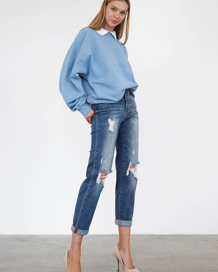 HIGH RISE GIRLFRIEND JEANS - Sleekdenim.com