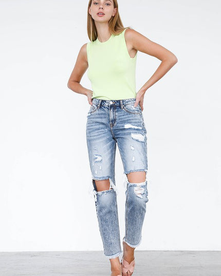 HIGH RISE STRAIGHT JEANS - Sleekdenim.com