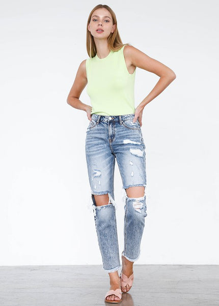 HIGH RISE STRAIGHT JEANS - Sleekdenim.com