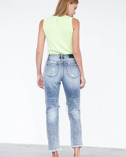 HIGH RISE STRAIGHT JEANS - Sleekdenim.com